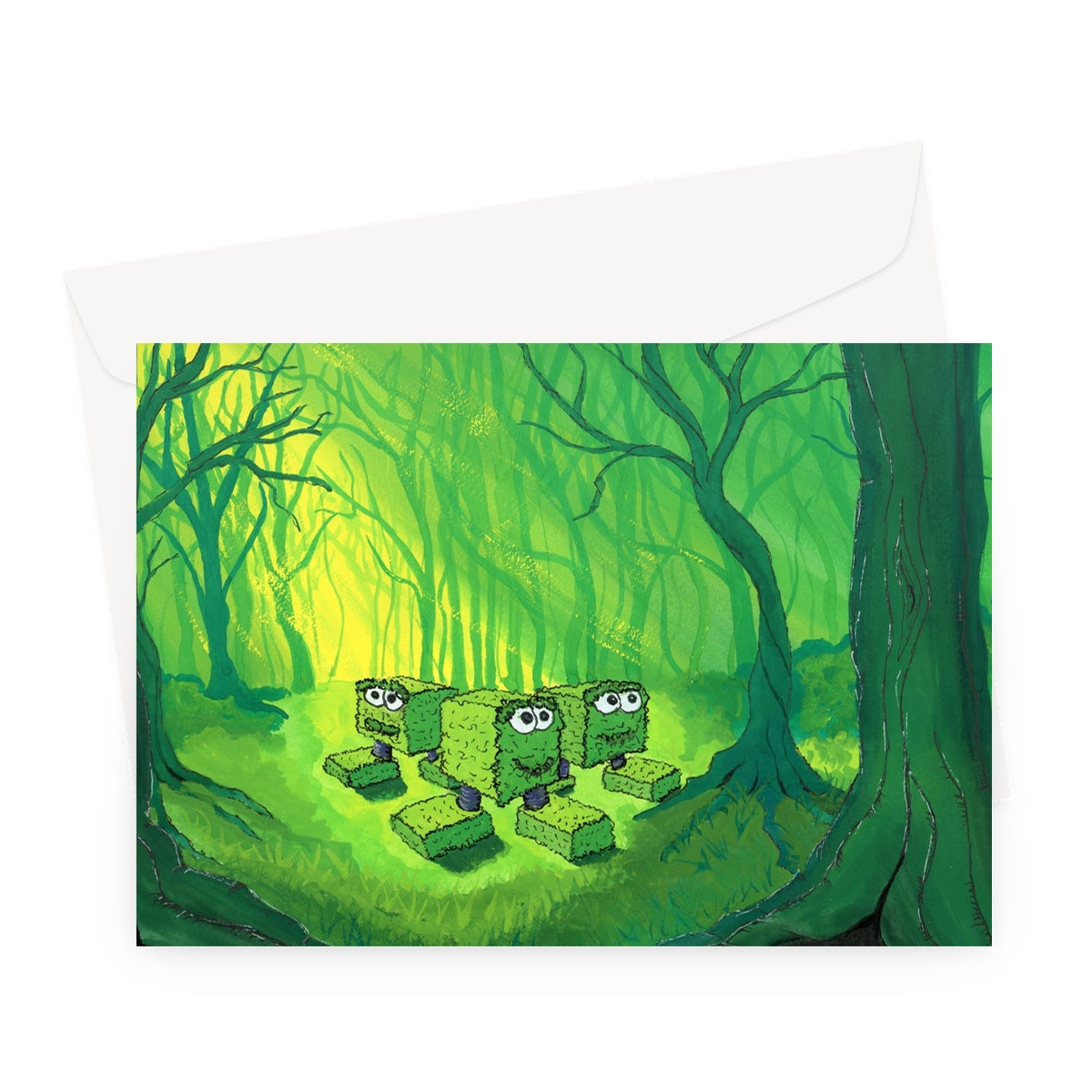 Hedglings hide in Brimble Woods - Fine Art Greeting Card