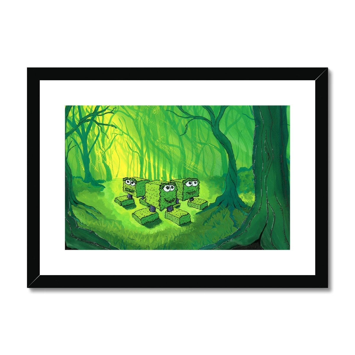 Hedglings hide in Brimble Woods - Open Edition Fine Art Print  -  Framed & Mounted