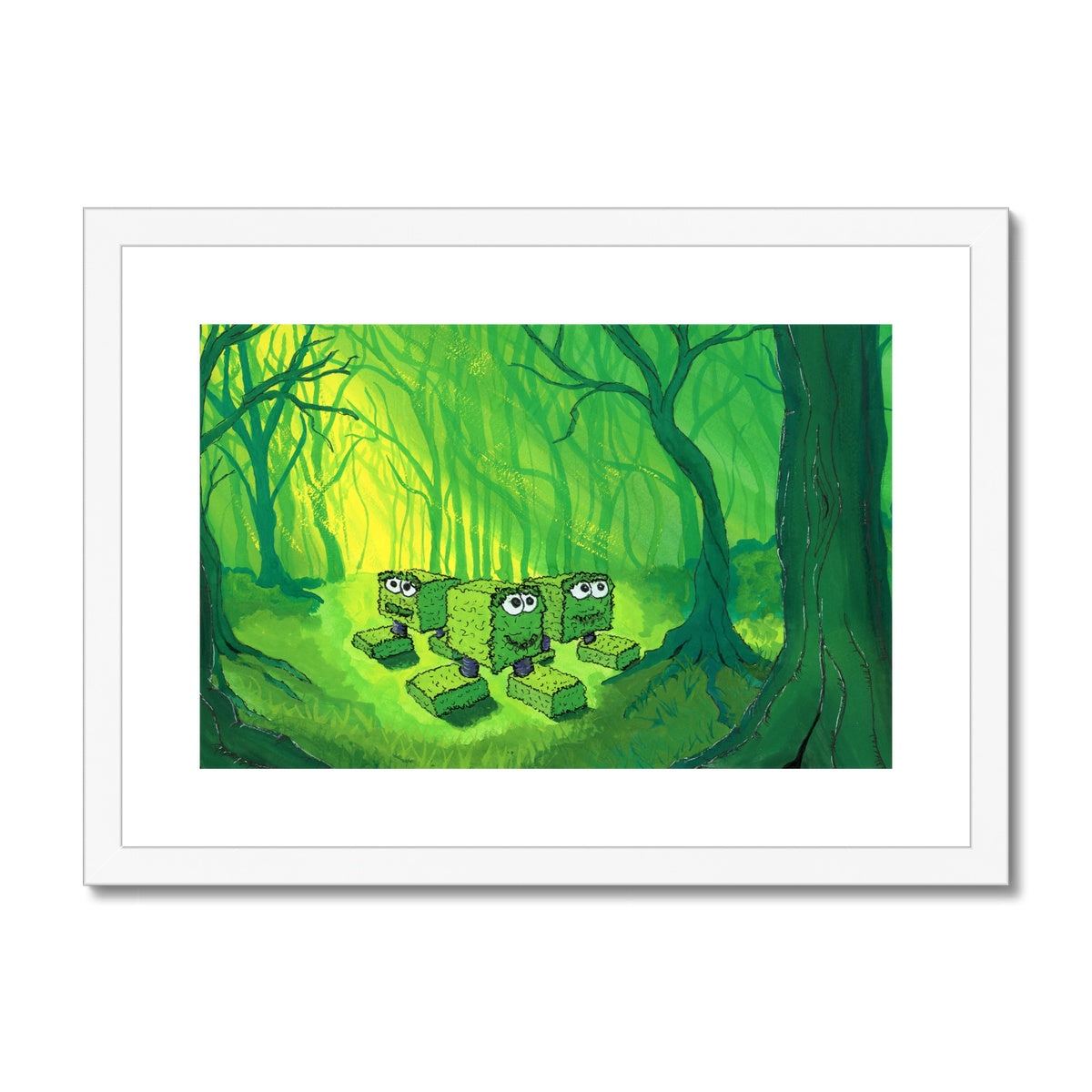 Hedglings hide in Brimble Woods - Open Edition Fine Art Print  -  Framed & Mounted