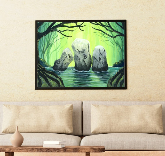 Runes on the Edge - Open Edition Fine Art Print  -  Framed & Mounted