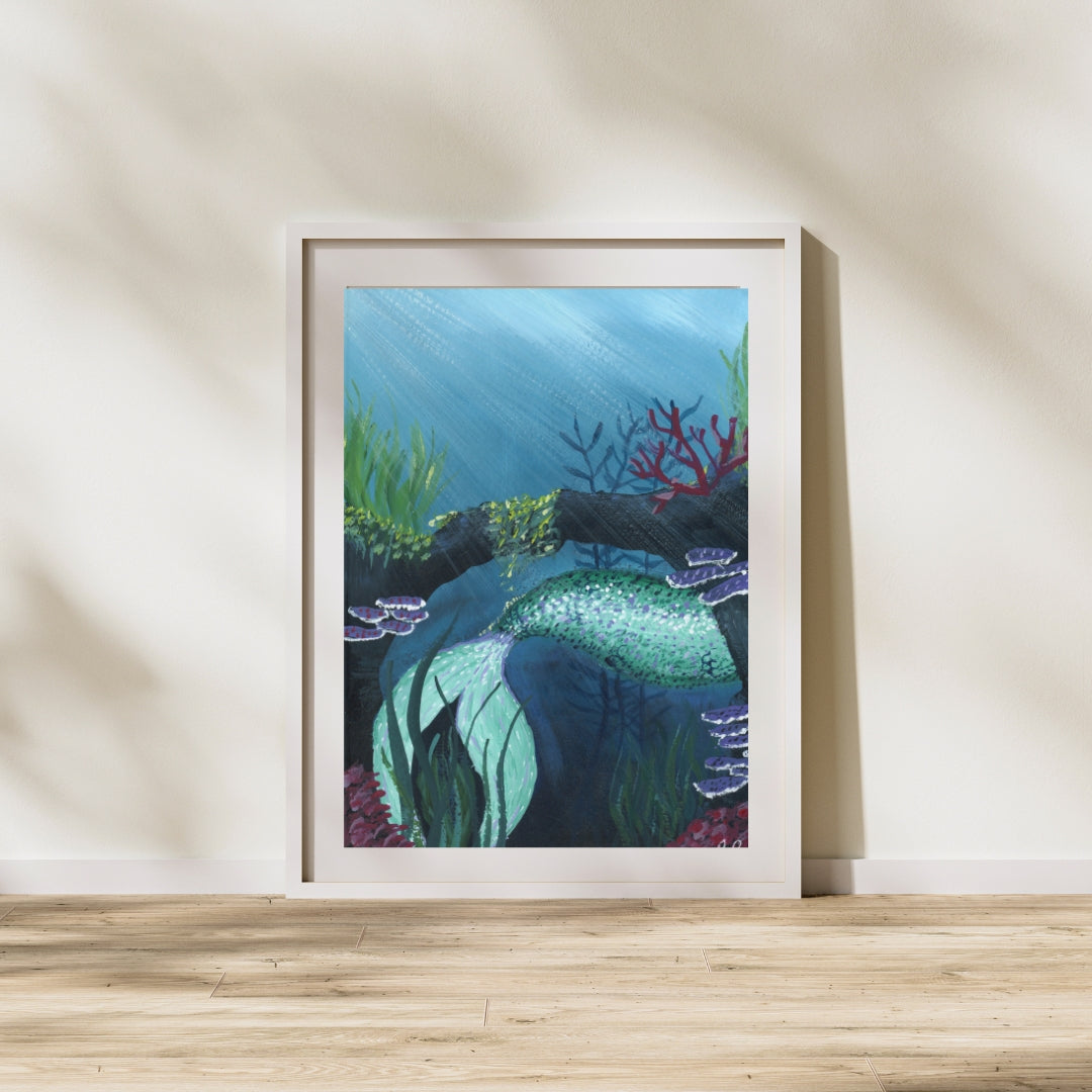 The Elusive Mermaid - Open Edition Fine Art Print  -  Framed & Mounted