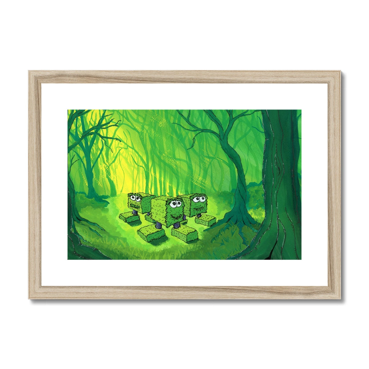 Hedglings hide in Brimble Woods - Open Edition Fine Art Print  -  Framed & Mounted